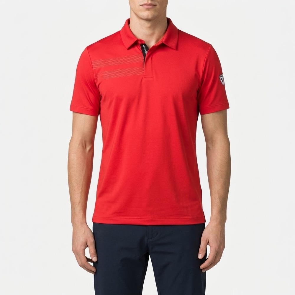 Rossignol Short Sleeve Performance Polo Shirt Mens Small Red EUC